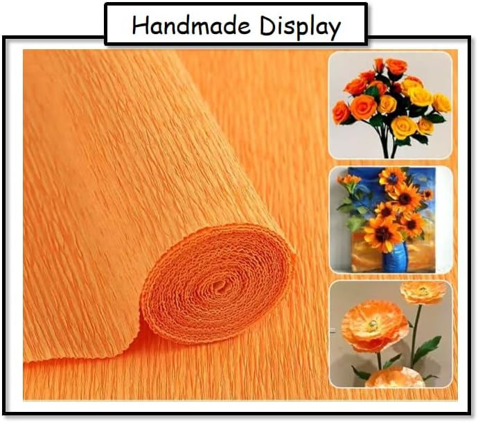 LCREATE LCREATE LCREATE Crepe Paper Roll 8.2ft Long 17 Inch Wide for Wedding Ceremony Various Large Festivals Decoration (Orange) - Image 2